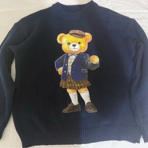 Navy Blue and Burgandy Bear Graphic Sweater